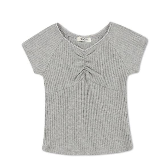 Speechless Big Girls Cinched Detail Knit
Ribbed V-neck Top -Heather Gray L - Picture 1 of 6